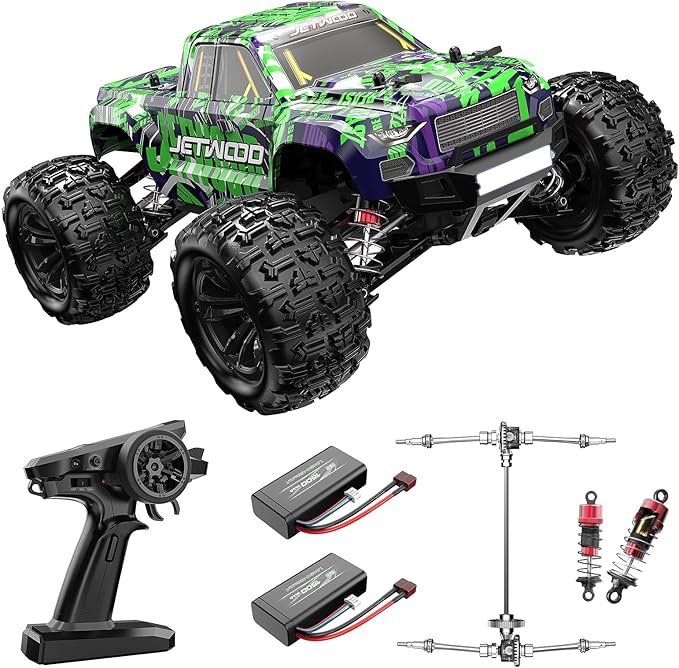 Jetwood 1/16 Fast Remote Control Car for Adults Electric 4WD RTR RC Cars High Speed RC Truck Gifts for Boys Max 38 kph Offroad RC JC16W with 2 Batteries
