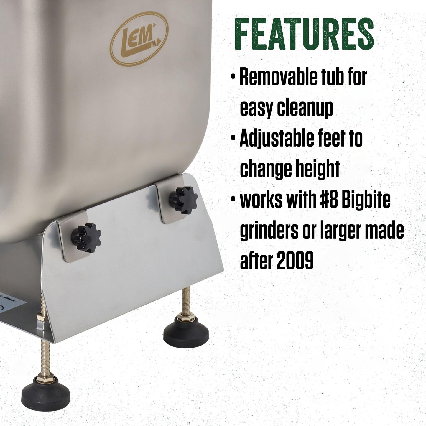 LEM Products BigBite 25 Pound Capacity Fixed Position Meat Mixer, Stainless Steel, Motor or Grinder Not Included