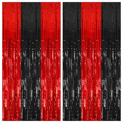 2 Pack Black and Red Backdrop Party Decorations Tinsel Curtain Halloween Party Streamer Foil Fringe Birthday Decorations Photo Booth Fancy Ball Christmas New Year Graduation Party Decor Decor