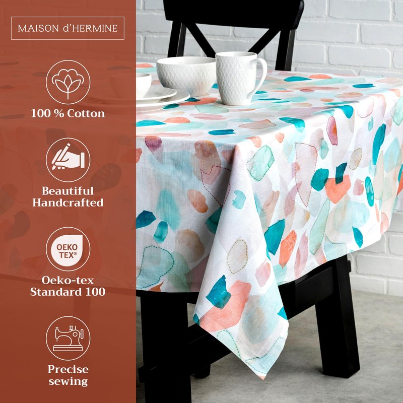 Maison d' Hermine Table Cloth Rectangle Table 100% Cotton 60 x 90 Inches Tablecloth Reusable Decorative for Dining Kitchen Room Farmhouse Home Gifts for Mothers Day Spring Summer - Summer Picnic