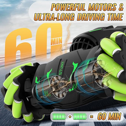 Pristar Gesture RC Toys for Boys 6-12 RC Sensing Stunt Car with Cool Spray Lights Music Double Sided Flip 360 Rotate 4WD Off-Road