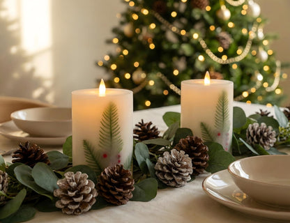 CozierGlow 4"x6" Flameless Pillar Candles, 3D Moving Flickering Flame with Remote Timer, Battery Operated LED Candles Up to 400 Hours, Real Wax Pillars for Home Decor (Berry Thicket)