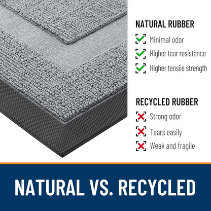 OLANLY Indoor Outdoor Front Door Mat - Waterproof All-Season Doormat | Sturdy Natural Rubber, 29.5x17, Ash Gray