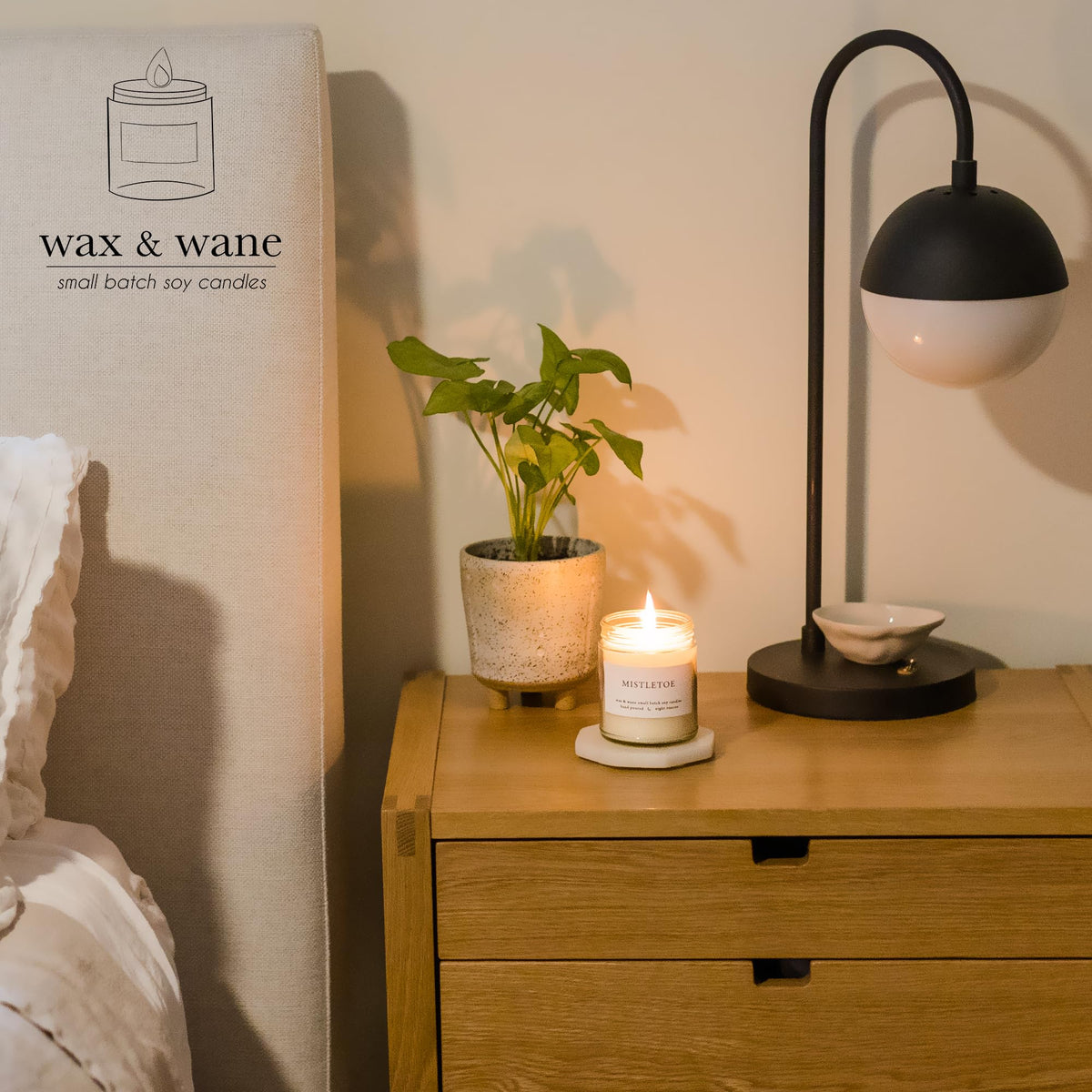 Wax & Wane Mistletoe Holiday Modern 8oz Handmade Candle For Men and Women - Long Burning 40+ Hours Candles For Home, Bedroom, and Bathroom - 100% Natural Soy Candles Made in the USA