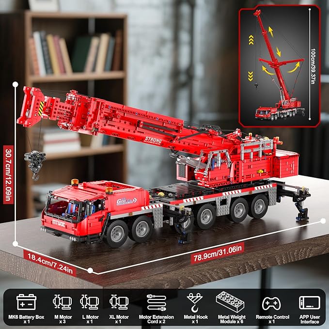 Mould King Engineering Crane Building Sets 17065 Large Vehicles Crane Model Kits APP Programmable Construction Vehicle Building Kits for Adult Collections Enthusiasts(4566 PCS)