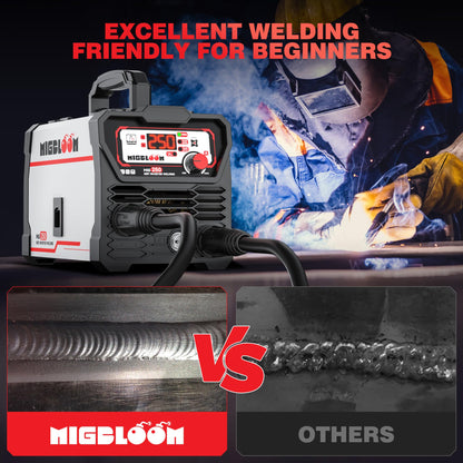 250A Mig Welder,Gasless 110V FLUX MIG/ARC/Lift TIG Welding Machine,3 in 1 Mig Welder with Synergy and IGBT Inverter,Flux Core Welder with LCD Display