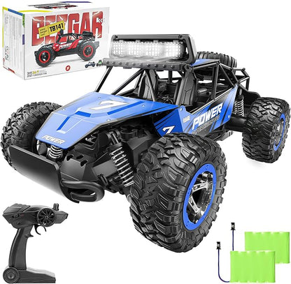 BEZGAR TB141 RC Cars-1:14 Scale Remote Control Car 2WD High Speed 20 Km/h Electric Toy Off Road RC Car Vehicle Truck Crawler with LED Headlight and Two Rechargeable Batteries for Kids and Adults
