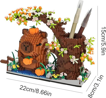 Capybara Building Blocks Set -1880PCS Cute Animals &amp Flowers Building Bricks Kit Kawaii Capybara Gifts Toy for Kids Age 8+ Capybara Stuff Pen Holder&ampDesk Organizer Arts &ampCrafts for Boys