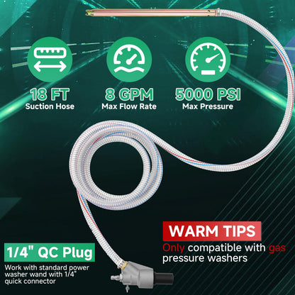 Tool Daily Pressure Washer Sandblasting Kit, Wet Sand Blaster for Pressure Washer with 18 FT Suction Hose, 1/4” Quick Connect, 5000 PSI