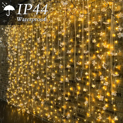 Soagrc 200 LED Curtain String Lights 9.8 * 6.6FT Plug in Fairy with Timer and 8 Modes, Waterproof Window Wall for Bedroom Wedding Party Indoor Outdoor Christmas Decor