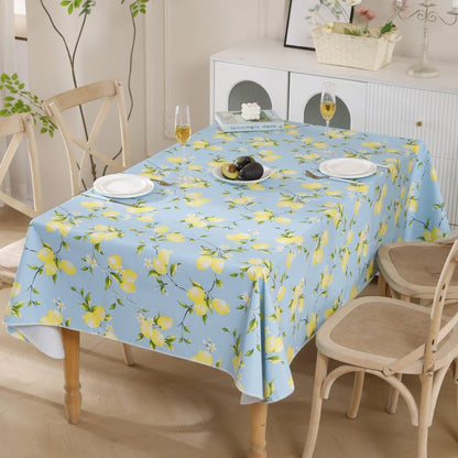 Walrus Heavy Duty Vinyl Tablecloth with Flannel Backing Waterproof Oil-Proof Plastic Table Cloth Stain-Resistant Wipeable Rectangle or Square Table Cover for Indoor and Outdoor (Lemon, 60x84 Inch)