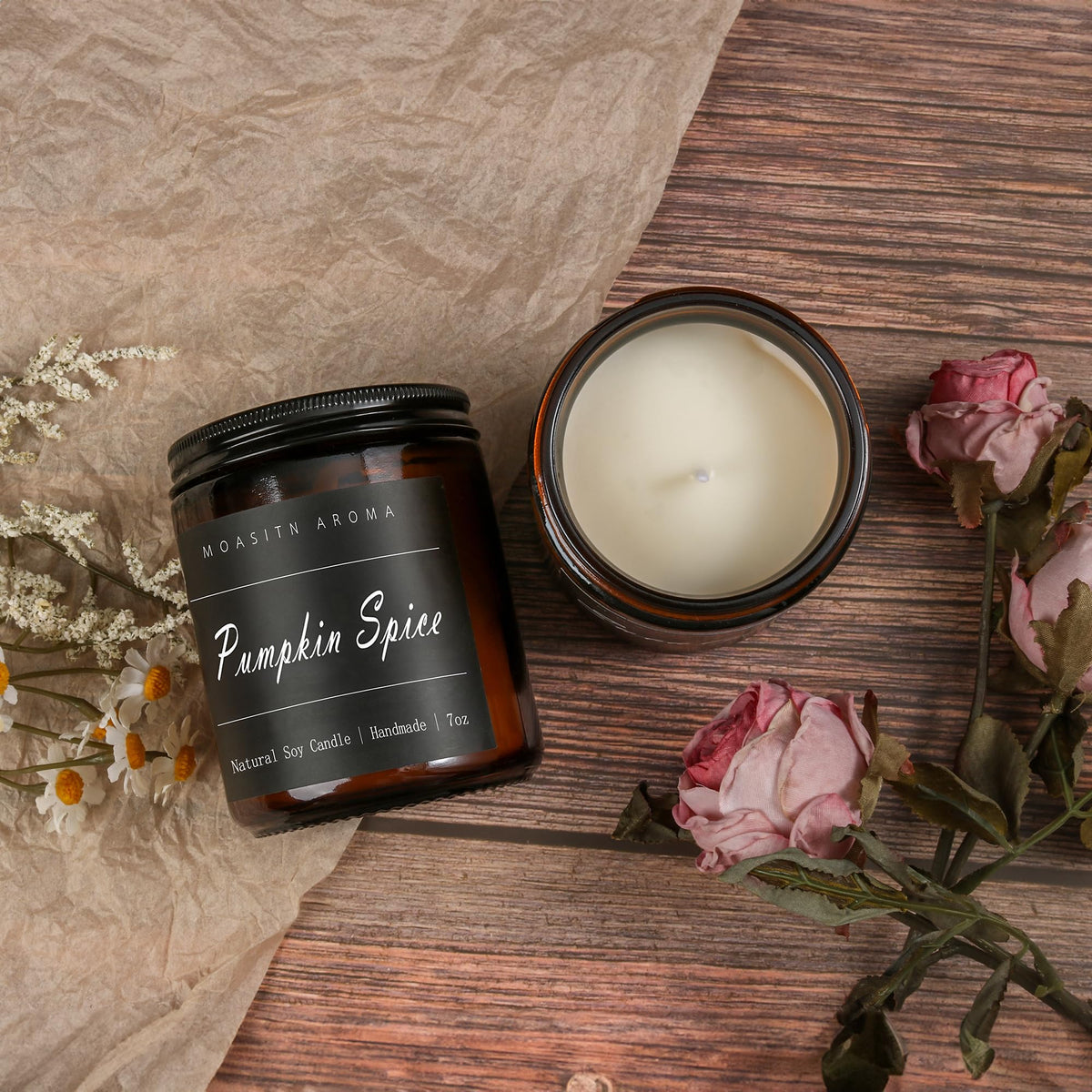 MOASITN Pumpkin Spice Heavenly Scented Candles for Home| Natural Soy Fall Candle| Handmade Long Lasting Aromatherapy Candle| Jar Candel for Women,Men as Halloween,Birthday,Relaxing Gifts| 7oz
