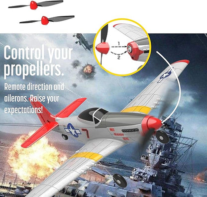 Top Race Remote Control Airplane RC Plane 4 Channel Ready to Fly RC Planes for Adults Advanced Foam Plane Remote Control Cessna P51 Mustang Upgraded with Propeller Saver (14 * 15 inch)