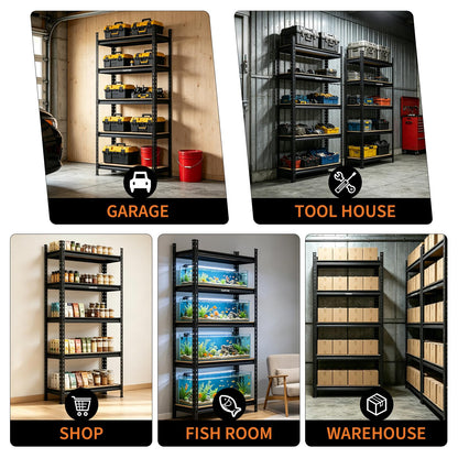 Garvee 5-Tier Heavy Duty Storage Shelves, 2204 lbs Capacity Adjustable Garage Shelving Unit with MDF Boards, Metal Standing Shelf Organizer for Kitchen, Pantry, Basement - 30" W x 12" D x 60" H