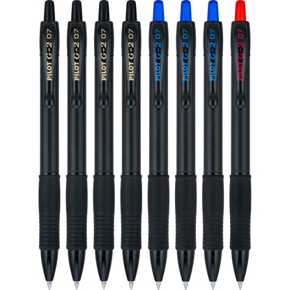 PILOT, G2 Edge Black, Blue and Red, Premium Gel Roller Pens, Sensory Writing Experience, 8ct box, Fine Point 0.7 mm