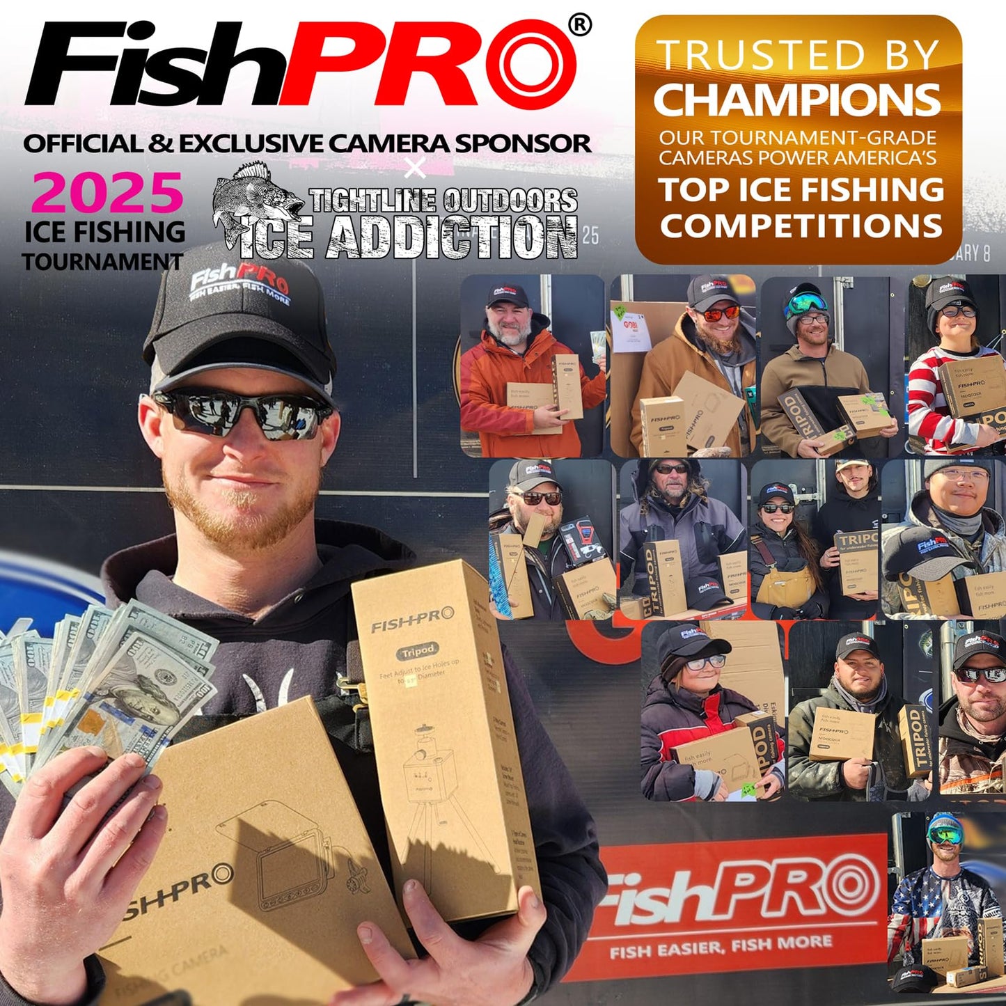 [FishPRO® 2026 Upgrade] Underwater Fishing Camera 4.3'' HD 1000 TVL, Pocket Ice Fishing Camera Underwater for Fish, Portable Fish Finder w/LCD Monitor, IR+LED for Ice Lake Sea Boat Kayak Fishing