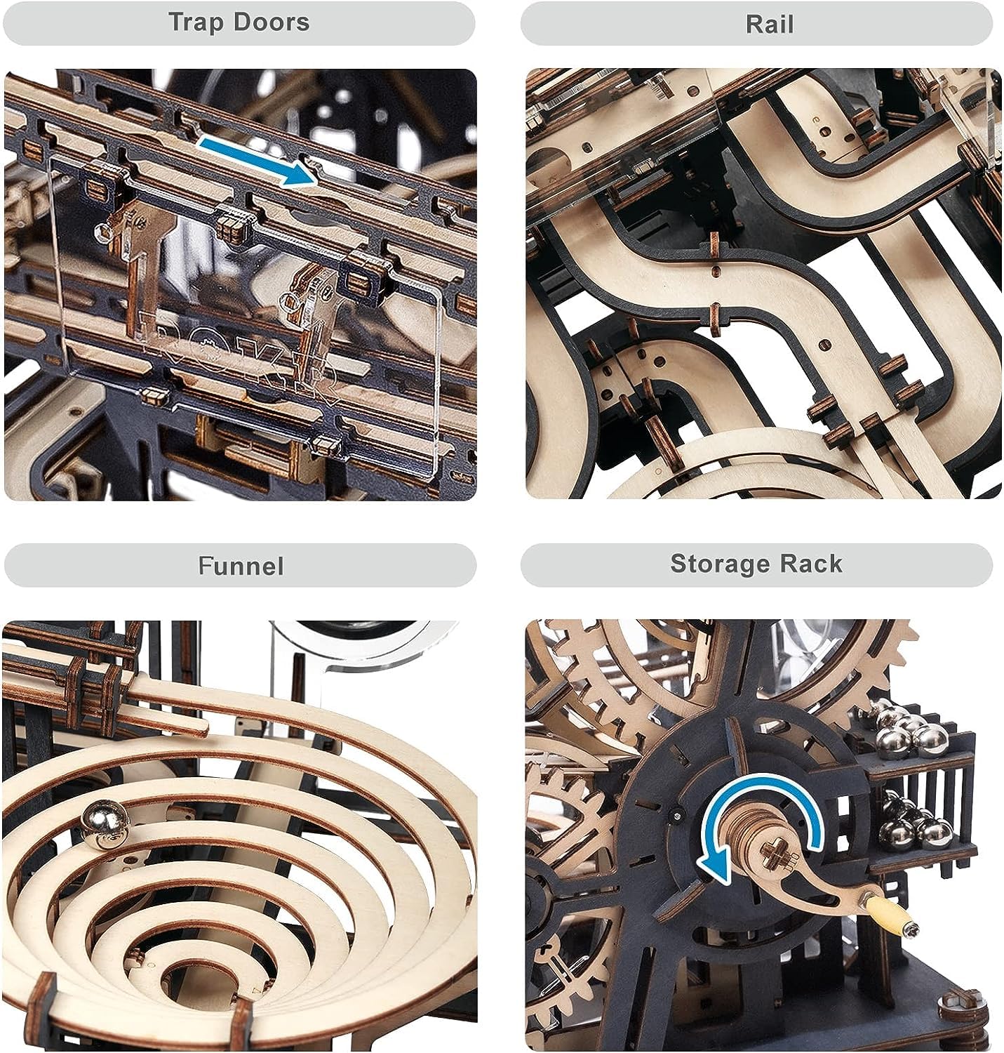 ROKR 3D Wooden Puzzles for Adult, Marble Run Puzzle Model Mechanical Marble Run Building Kits DIY Toy Hobbies for Adults for Men, Women
