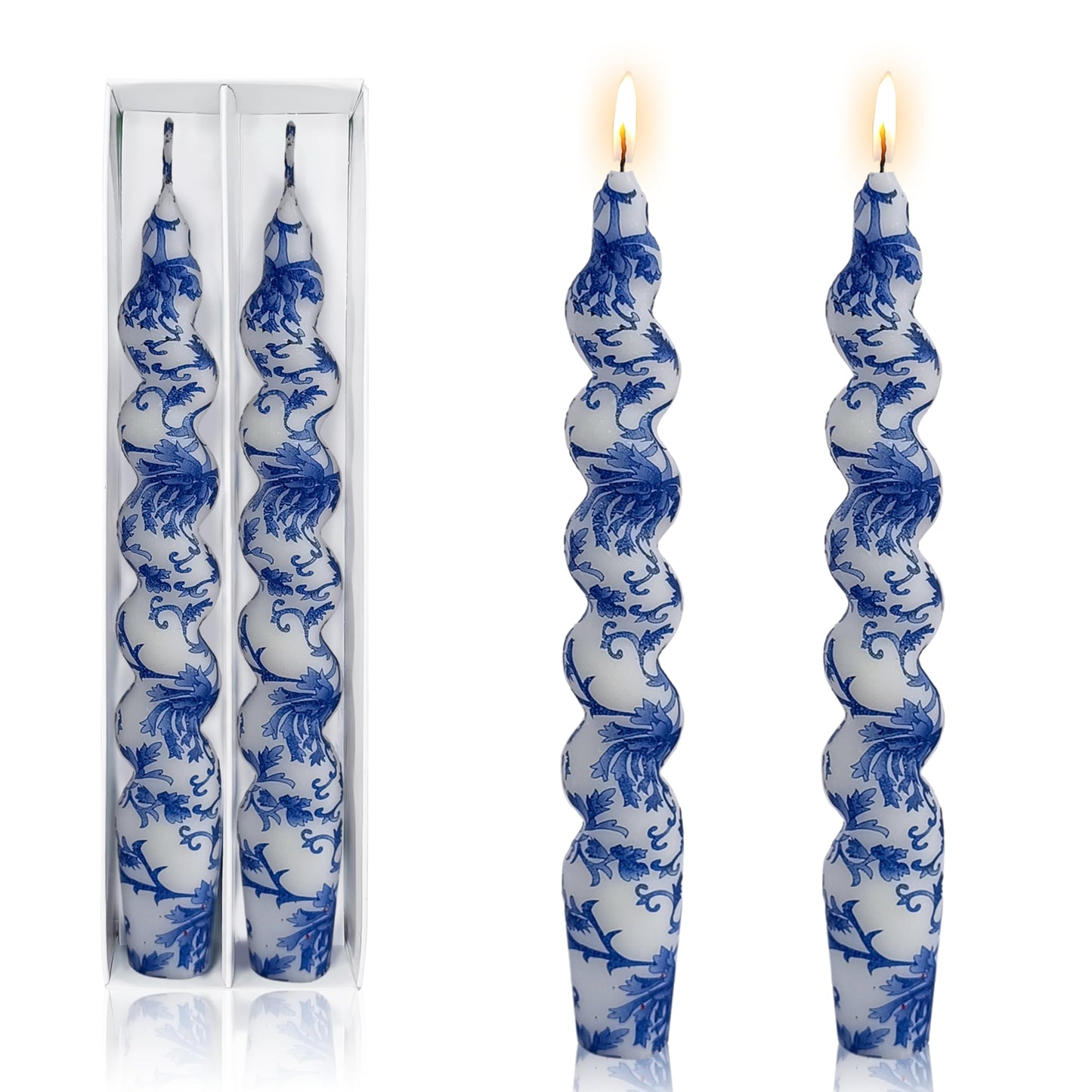 Twisted Candlesticks Spiral Taper Candles Odorless Candle Sticks Hand Printing Flowers Candlesticks Unscented Twirl Candles Easter Taper Candles for Home Dinner Decor Party Wedding Mother's Day Gifts