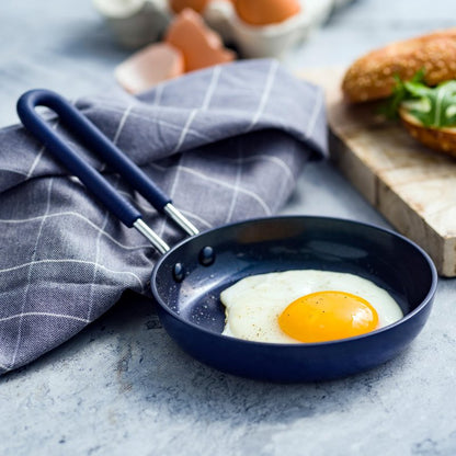 Blue Diamond Mini Egg Frying Pan Skillet, Diamond Infused Healthy Ceramic Nonstick, PFAS and PFOA-Free, Dishwasher and Oven Safe, Even Heating, Metal Utensil Safe, Warp Control Base, Blue