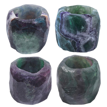 rockcloud Natural Raw Flourite Taper Tea Light Candle Holder Air Plant Holder Healing Stone Home Decoration Figurine