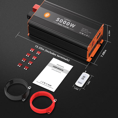 Power Inverter 12V DC to 110V with AC Outlets Converter Inverter (5000W-005)