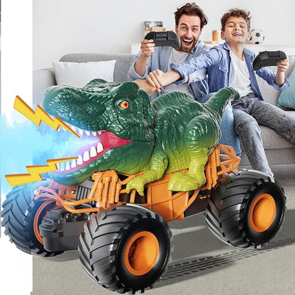 Bennol Remote Control Dinosaur Car Toys for Kids Boys 3-5 4-7 2.4GHz RC Dino Car Toys with Light Sound &amp Spray Indoor Outdoor All Terrain Electric RC Truck Gifts for 3 4 5 8 10 12 Boys Kids