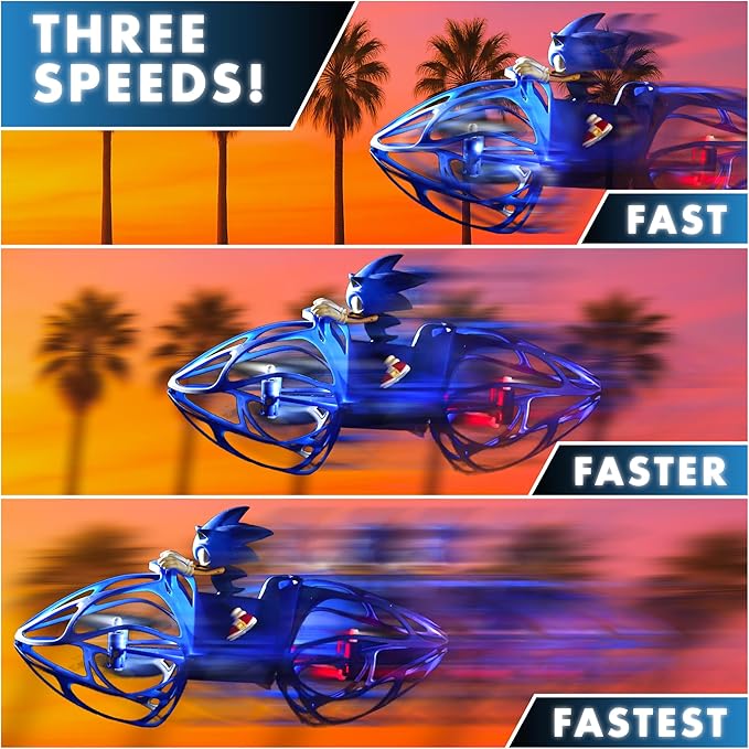 NKOK Sonic RC HoverBike Flying Toy 2.4GHz Remote Control Gyro Stabilized Altitude Hold Auto Takeoff &amp Landing Multi-Speed Stunt Flip Action USB Rechargeable Ages 6+