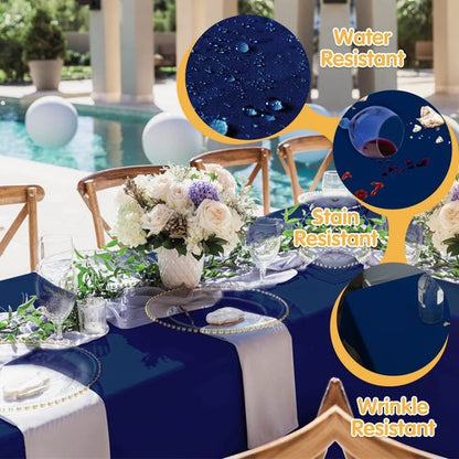 BRILLMAX 10 Pack Navy Blue Tablecloths 60 x 126 Inch for 8ft Rectangle Tables - 150 GSM Polyester Fabric, 15" Standard Drop, Water, Stain & Wrinkle Resistant Cloth Cover for Wedding Dining Buffet