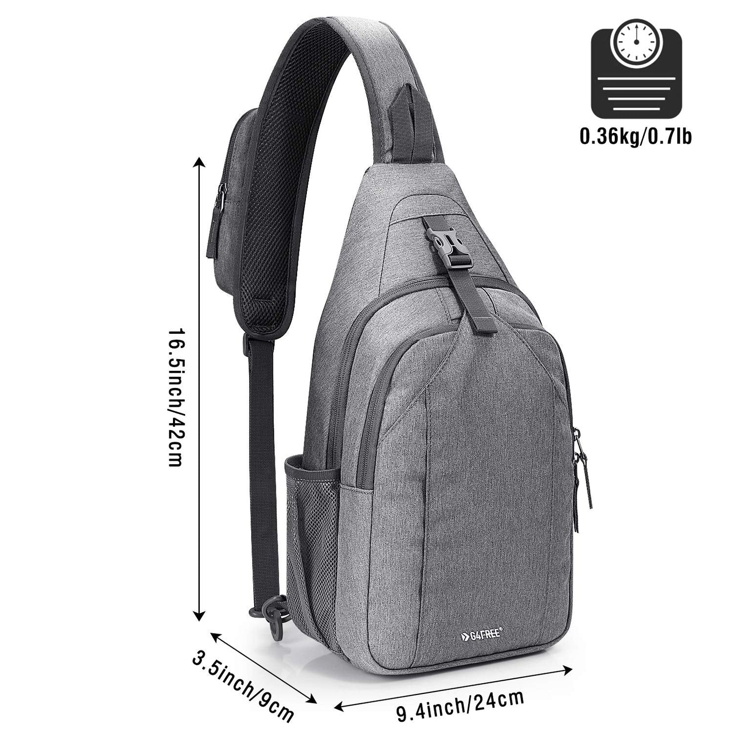 G4Free Sling Bag RFID Blocking Sling Backpack Crossbody Chest Bag Daypack for Hiking Travel