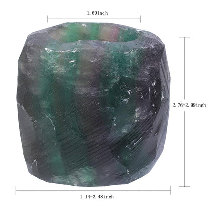 rockcloud Natural Raw Flourite Taper Tea Light Candle Holder Air Plant Holder Healing Stone Home Decoration Figurine