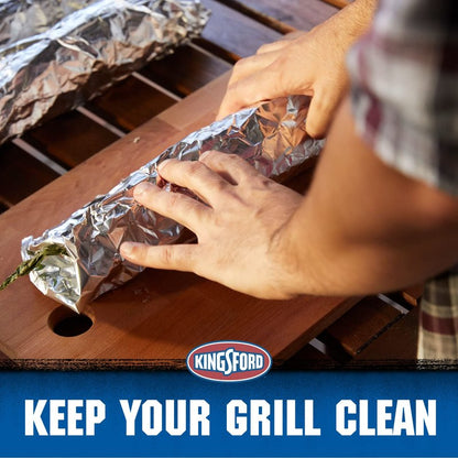 Kingsford Extra Wide Aluminum Foil Roll, Durable, Heavy Duty Grilling Foil for BBQ, Baking, Roasting, Food Storage, Grill Grate Coverage, and Larger Cuts, 18 Inch x 100 Sq Ft
