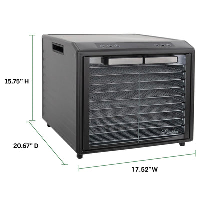 Excalibur Food Dehydrator 10-Tray Select Series for Jerky, Fruit, Vegetables, Herbs, Pet Treats, Stainless Steel with Glass Doors and 60 hour digital timer, 10-Tray, Black