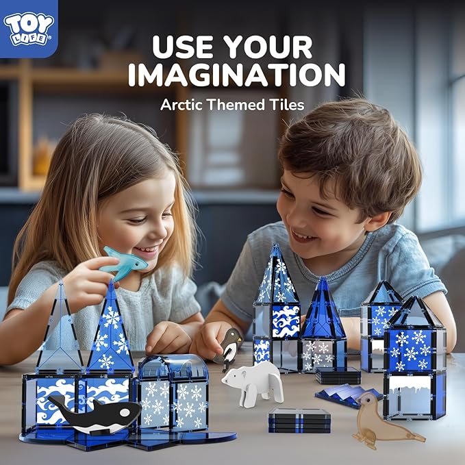 TOY Life Magnetic Tiles for Kids Ages 4-8 Magnetic Toys for Toddlers 3+ Magnet Tile Building Toy for Kids Ages 3-5 Magnet Building Tiles Toddlers Preschool (56 pcs)