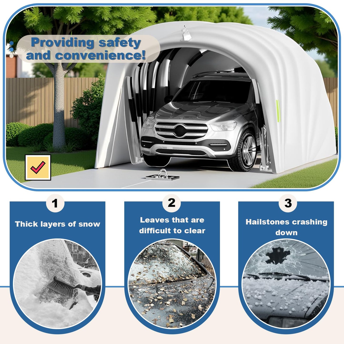 Heavy Duty Retractable Car Awning, Stainless Steel Grey Carport with Lock, Foldable Semi-Automatic Durable Shelter, Portable Shelter for Car L5.5/5.9 * W2.7 * H2.45m