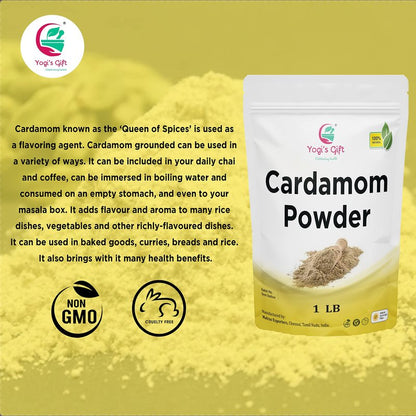 Ground Cardamom Powder 1 LB (16 oz) – Aromatic & Premium Quality | Perfect for Baking, Coffee, Tea & Curries | aka Elaichi, Cardamon | By Yogi’s Gift®