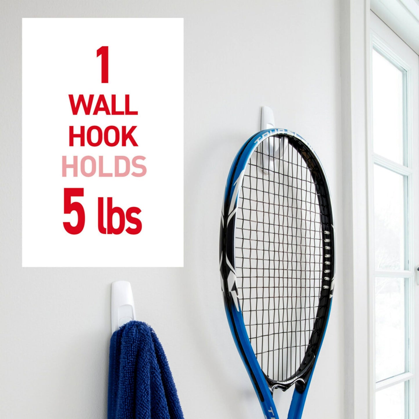 Command 5 lb Large Utility Hooks, 7 Wall Hooks and 12 Command Strips, Damage-Free Hanging with Adhesive Strips, No Tools for Hanging, Organization and Storage