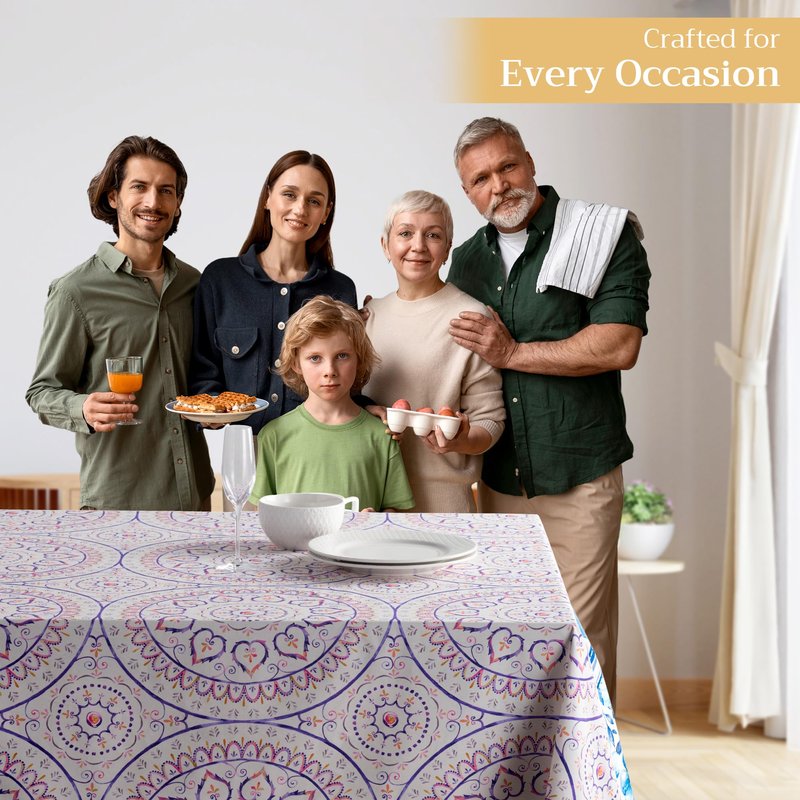 Maison d' Hermine Table Cloth Rectangle Table 100% Cotton 60 x 120 Inches Tablecloth Reusable Decorative for Dining Kitchen Room Farmhouse Home Gifts for Mothers Day Spring Summer - Mandala
