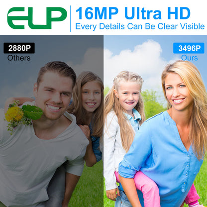 ELP 16MP Autofocus USB Camera Module - 4K UVC USB2.0 With 68-Degree Mini Size Lens IMX298 for Computer, Laptop, PC - Video Lightburn Industrial Embedded Webcam Board