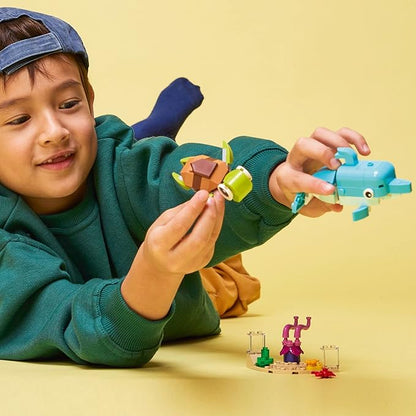 LEGO Creator 3 in 1 Dolphin and Turtle Toys for Kids Transforms to Seahorse and Sea Snail or to Swimming Fish and Crab Toy Sea Animal Figures Building Set for Kids 6 Plus Years Old 31128