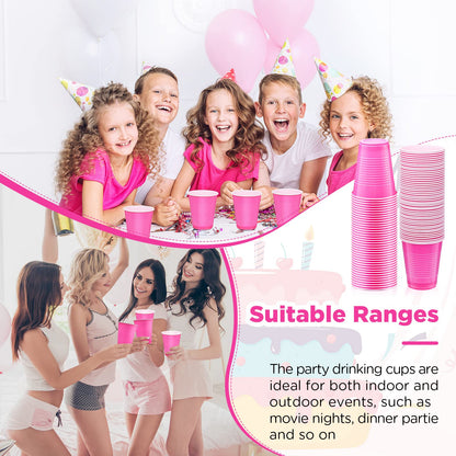 Yinder 50 Count Pink Party Cups 18 Ounce Disposable Plastic Cups for Wedding Birthday Party Beverage Drinking Water Containers for Indoor Outdoor Event Bachelorette Camping(Pink and White)