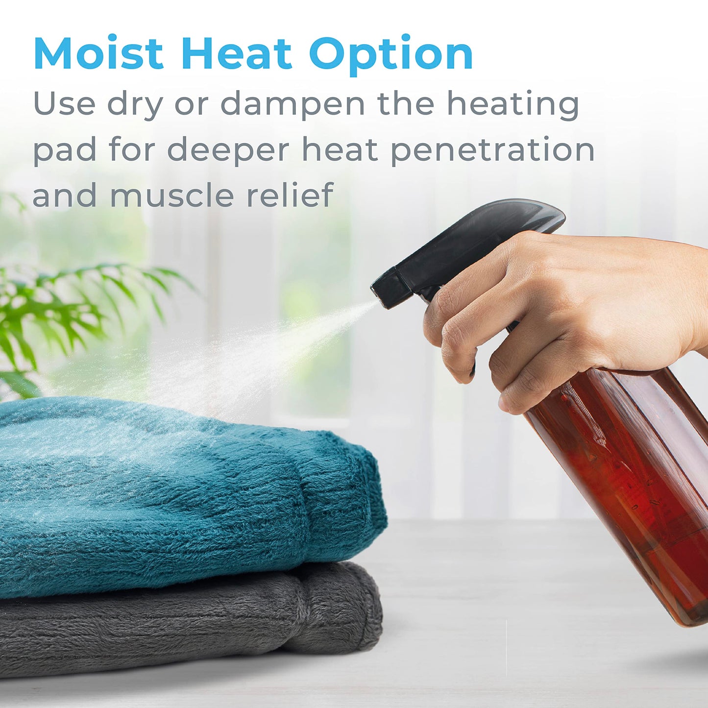 Pure Enrichment PureRelief Neck & Shoulder Heating Pad - 4 Heat Settings, Auto Shut-Off, Universal Fit, Magnet Closure, Soft Micromink, Storage Bag, 5-Year Warranty, Machine Wash (Turquoise Blue)