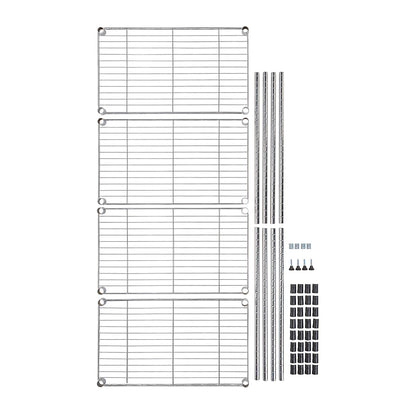 Amazon Basics 3-Shelf Adjustable Heavy Duty Steel Wire Rack Storage Shelving Organizer for Kitchen, Garage, 23.2" L x 13.4" W x 30" H, Black