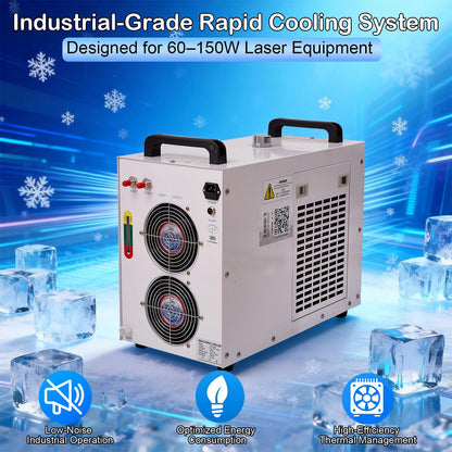 CW-5200DH Industrial Water Chiller, 6L Laser Cooling System for 60W-150W CO₂ Engraving Cutting Machines, Precise Temperature Control, High Efficiency 0.9HP
