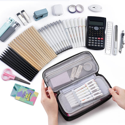 WEMATE Pencil Case, Large Storage Organizer, Makeup Bag, Teacher Must - have, Big Pencil Pouch, Marker Case for College (Light Pink)