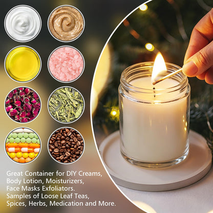 Accmor 8 oz Glass Jars with Black Lids, 2 Pack Glass Jars with Inner Liners, 250g Wide Mouth Makeup Sample Container, Leakproof Round Airtight Cosmetic Containers for Lotions, Creams, Candle Making