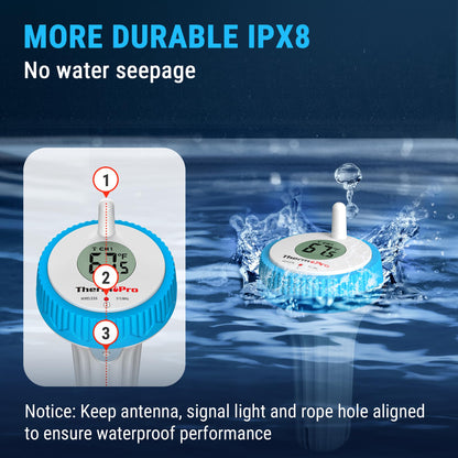 ThermoPro Digital Pool Thermometer Floating Easy Read, Large Size Water Thermometer for Cold Plunge, IPX8 Waterproof Water Temperature Monitor for Hot Tub/Ice Bath/Swimming Pool/SPA/Aquarium/Pond