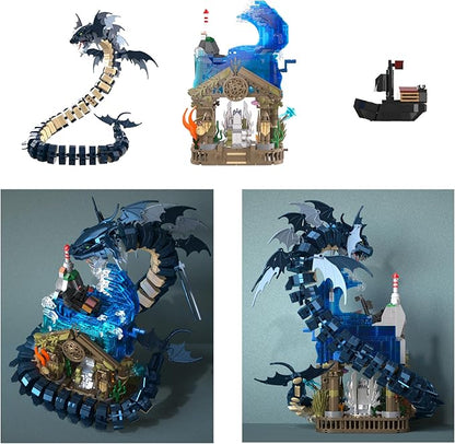 Medieval Building Toys Dragon Building Blocks Set for Adults Teens Boys Girls 14+ Years Old DIY Model Building Kits Hobbies Decor Graduation Birthday Housewarming (2210PCS)