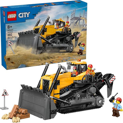 LEGO City Yellow Bulldozer Construction Site Building Toy for Kids Ages 8+ - Pretend Play Set &amp Construction-Themed Building Blocks W/Toy Bulldozer Idea for Boys &amp Girls - 60466
