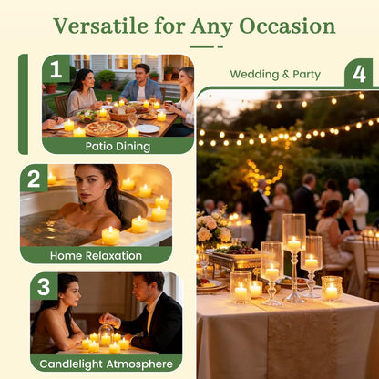 Tealight Citronella Candles Outdoor, 4Hours Soy Wax Tea Lights Candles for Patio, Garden, Yard, Terrace, Camping, Home, Indoor, Party, 30 Pack Acrylic Votive Candles for Weddings, Shabbat, Events