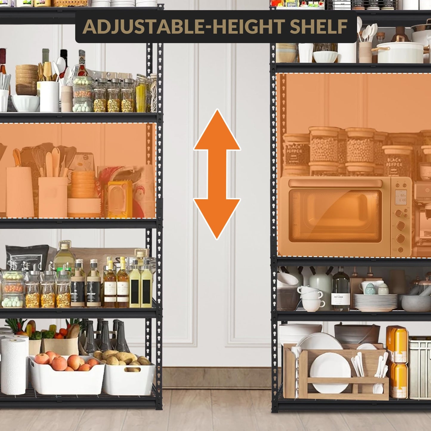 CABIHOME 48"X24"X72" Heavy Duty Garage Shelving Units, 5-Tier Adjustable Storage Shelves, Loads 2500 LBS, Adjustable Garage Storage Shelving, Metal Storage Utility Racks Shelf Unit